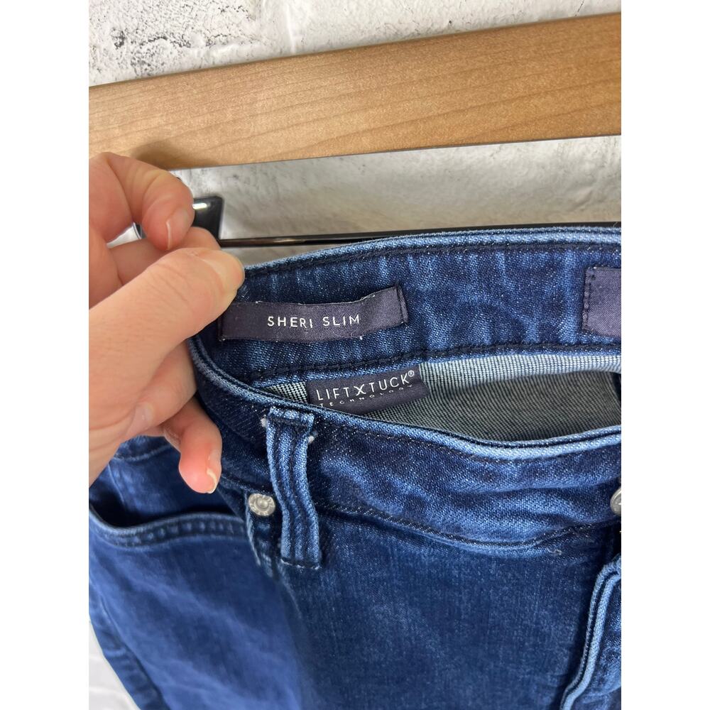 NYDJ Women's Mid Rise Sheri Slim Fit Skinny Jeans Dark Wash Blue Size 14W - Picture 10 of 12